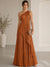 A-Line/Princess Evening Dress Sleeveless One Shoulder Satin Floor-Length Dress Top With Skirt Two-Piece Set