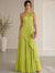 A-Line/Princess Evening Dress Sleeveless One Shoulder Satin Floor-Length Dress Top With Skirt Two-Piece Set