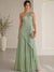 A-Line/Princess Evening Dress Sleeveless One Shoulder Satin Floor-Length Dress Top With Skirt Two-Piece Set