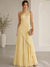 A-Line/Princess Evening Dress Sleeveless One Shoulder Satin Floor-Length Dress Top With Skirt Two-Piece Set