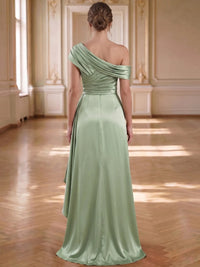 Mermaid Evening Dress Elegant One-Shoulder Sage Floor-Length Sleevelss Long Formal Party Dress