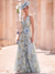 A-Line Elegant Evening Dress Floral Formal Dress Floor Length Sleeveless V Neck Corset Wedding Guest Dresses