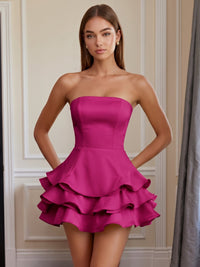 A-Line/Princess Homecoming Dresses Strapless Sleeveless Short/Mini Yellow Corset with Ruffles