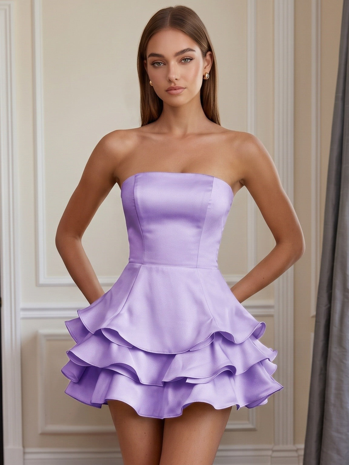A-Line/Princess Homecoming Dresses Strapless Sleeveless Short/Mini Yellow Corset with Ruffles