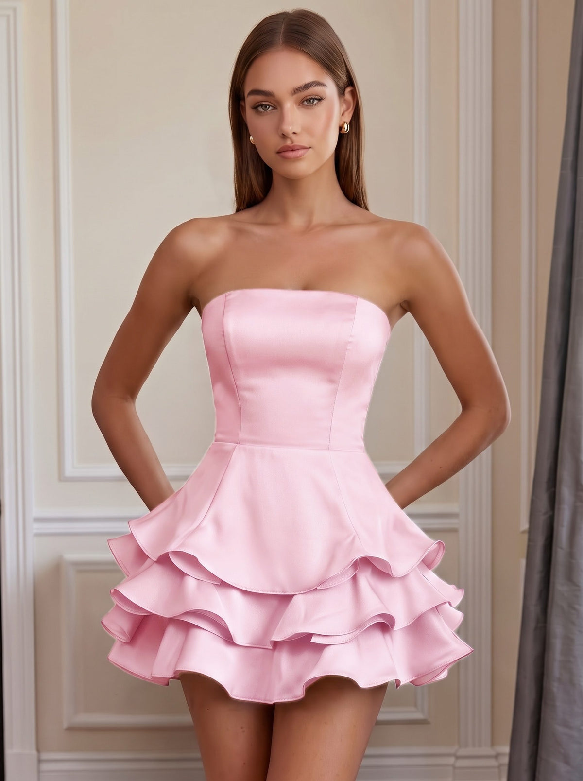 A-Line/Princess Homecoming Dresses Strapless Sleeveless Short/Mini Yellow Corset with Ruffles