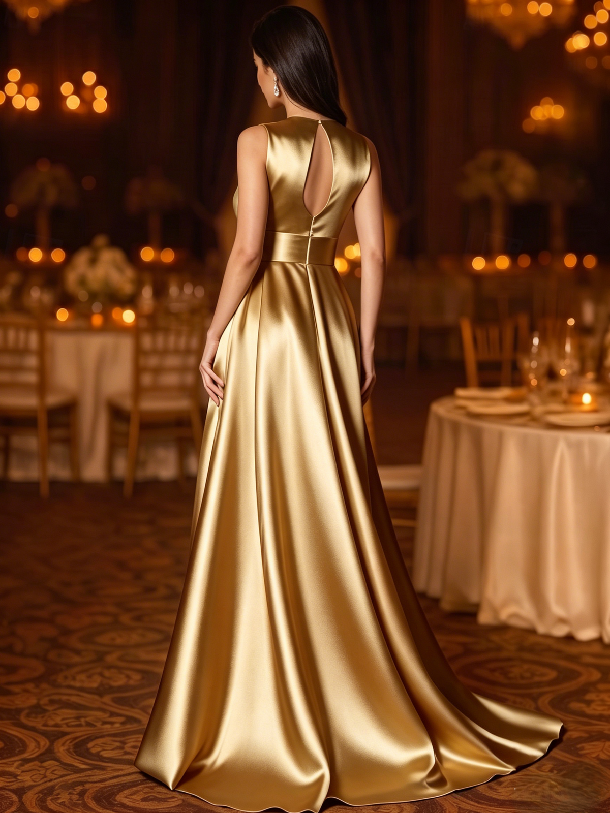A-Line/Princess Evening Gown Elegant Formal Dress Floor Length Sleeveless V-Neck Satin With Bowknot