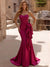 Trumpet/Mermaid Evening Dresses Elegant Satin Strapless Floor-Length Formal Dress With Ruffled Edges