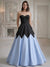 A-Line/Princess  Evening Satin Sweetheart Basque Waist Sleeveless Floor Length Colorblock Dresses