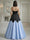 A-Line/Princess  Evening Satin Sweetheart Basque Waist Sleeveless Floor Length Colorblock Dresses