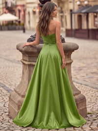 A-Line Evening Dresses Elegant Satin Sequins Floor-Length One-Shoulder Bow Sleeveless Formal Dresses Wedding Guest With Bow Overskirt