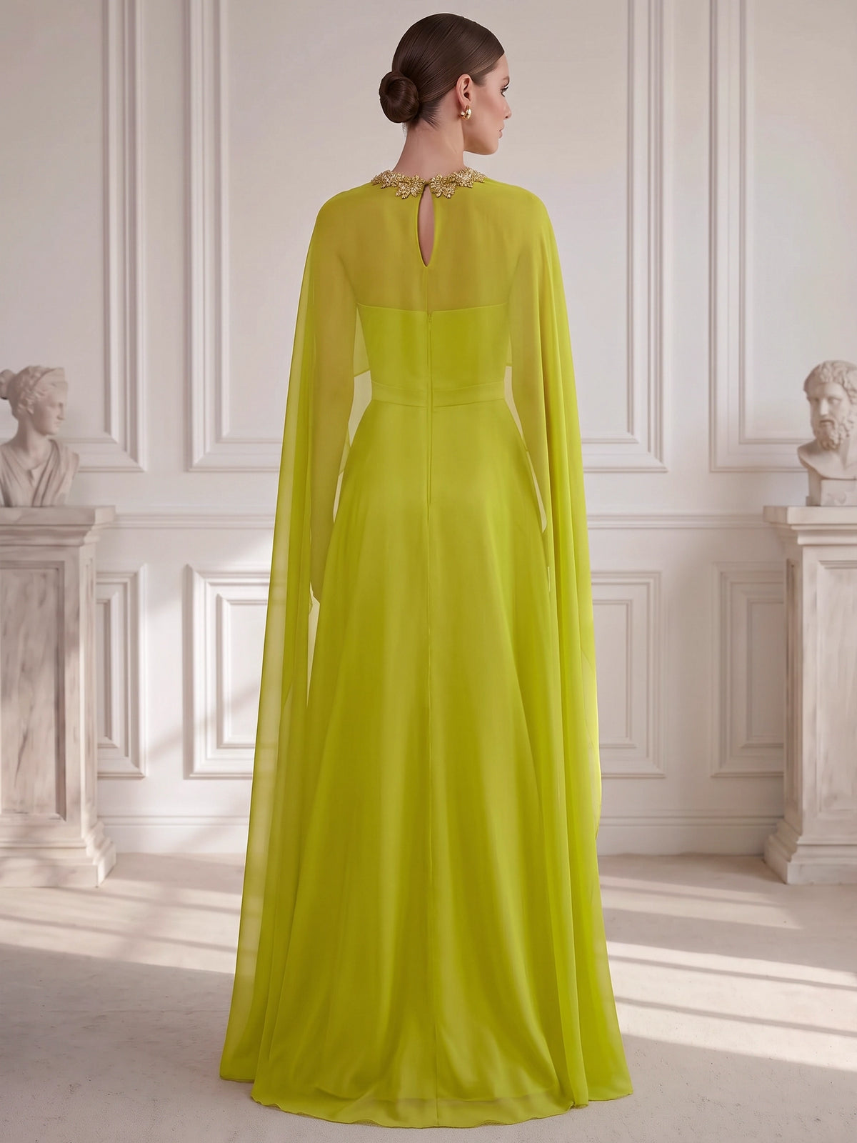 A-Line Evening Dresses Two Piece Set Strapless Satin Sleeveless Floor-Length Formal Wedding Guest Dresses With Cape