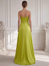 A-Line Evening Dresses Two Piece Set Strapless Satin Sleeveless Floor-Length Formal Wedding Guest Dresses With Cape