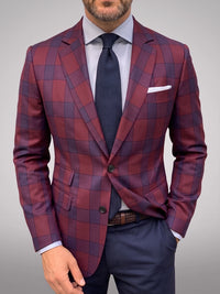 Men's Outdoor Tailored Single Breasted Two-buttons Plaid Checkered Blazer