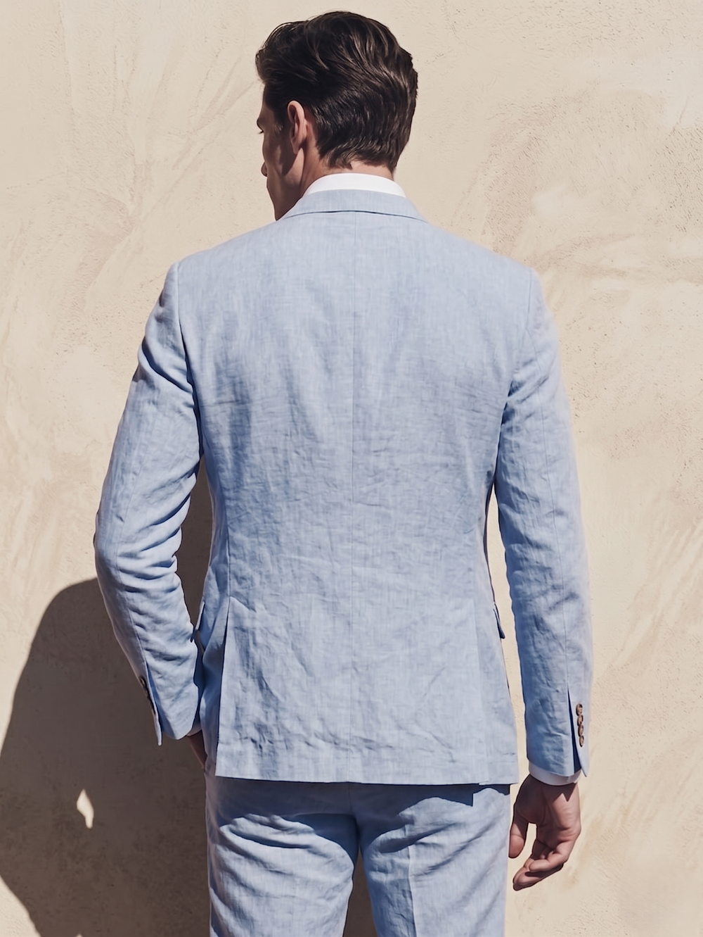 Men's Tailored 2 Pieces One-Button Single Breasted Tailored Linen Suit In Solid Colors