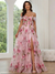 A-Line/Princess Off-the-Shoulder Long Prom Floral Dresses With Split Side