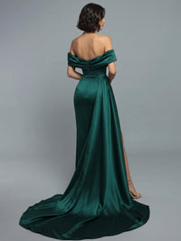 Sheath/Column Off-the-Shoulder Long Dresses With Split Side