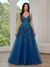 A-Line/Princess Embroidery Prom Dresses Spaghetti Straps Floor-length Long Sparkle Dresses