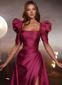 A-Line/Princess Square Neck Floor-length Evening Dresses