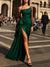 Sheath/Column One-Shoulder Floor-length Long Evening Dresses with Split Side