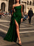 Sheath/Column One-Shoulder Floor-length Long Evening Dresses with Split Side