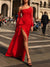 Sheath/Column One-Shoulder Floor-length Long Evening Dresses with Split Side