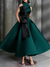 Ball Gown High Neck Cocktail Dresses Ankle-Length Color Block Elegant Formal Gown with Bowknot