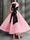Ball Gown High Neck Cocktail Dresses Ankle-Length Color Block Elegant Formal Gown with Bowknot