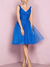 A-Line/Princess V Neck Sleeveless Tea-Length Cocktail Dresses with Pleats