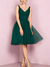 A-Line/Princess V Neck Sleeveless Tea-Length Cocktail Dresses with Pleats