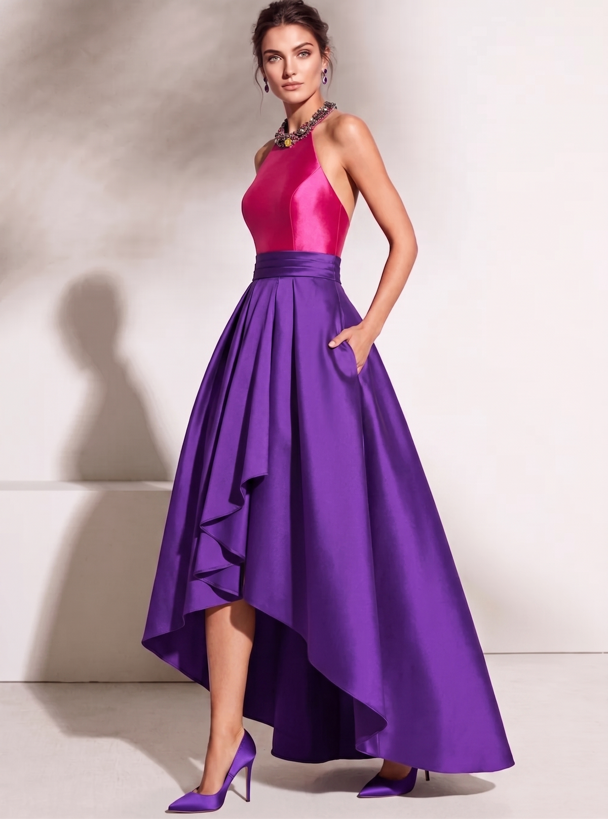 A-Line/Princess Asymmetrical Halter Neck Sleeveless Cocktail Dresses Mother Of The Bride Dresses