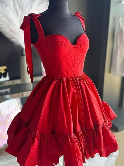 A-Line/Princess Sweetheart Sleeveless Short/Mini Party Dance Cocktail Homecoming Dress With Ruffles