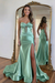 A-Line/Princess Prom Dress Basque Waist Strapless Sleeveless Floor-Length Slit Ruched Corset Formal Dresses