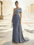 Sheath/Column Sequins Sparkle Evening Dress Taffeta One-Shoulder Sleeveless Floor-Length With Back Bow