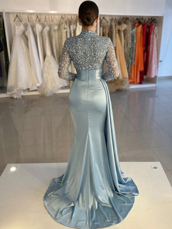 mermaid masquerade dress Mermaid Evening Gown Sequin Elegant Dress Formal Sweep / Brush Train L