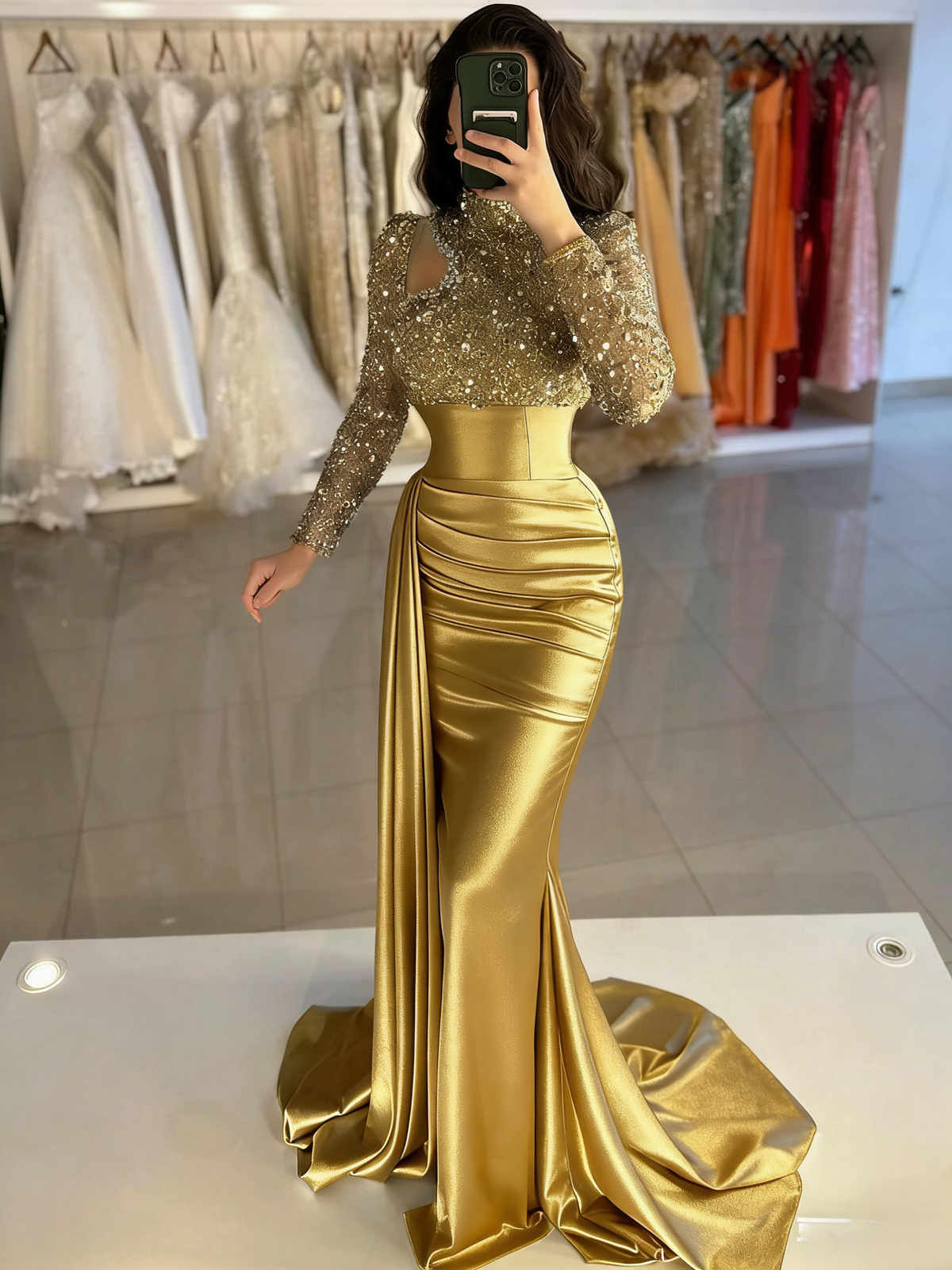 masquerade mermaid dress Long Red Beaded Mermaid Prom Dress: Ladivine CM352 Red / 2