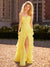 A-Line/Princess Long Prom Dresses Strapless&Sweetheart Sleeveless Floor-Length Chiffon Dresses With Ruffle Skirt&Front Slit