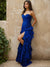 A-Line/Princess Long Prom Dresses Strapless&Sweetheart Sleeveless Floor-Length Chiffon Dresses With Ruffle Skirt&Front Slit