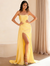 Sheath/Column Long Prom Dresses Strapless Sleeveless Floor-length Satin Evening Dresses With Side Split