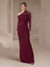 Sheath/Column Evening Dress One-Shoulder Floor-length Wedding Guest Dress Stretch Crepe Dresses