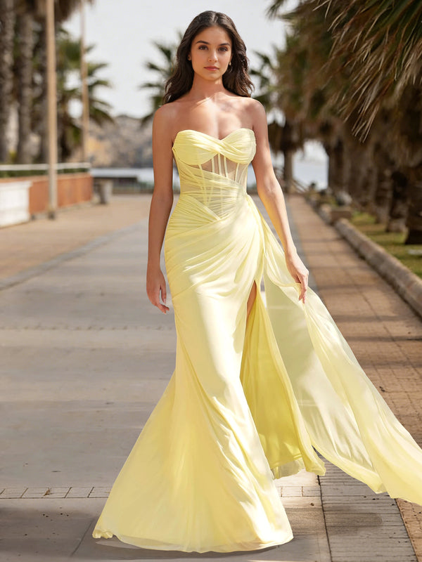 Mermaid / Trumpet Prom Dress Corset Formal Dress Floor Length Sleeveless Off Shoulder With Back Lace Up