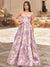 A-Line/Princess Long Prom Dresses Corset Sweetheart Sleeveless Floor-Length Stain Dresses With Floral Jacquard