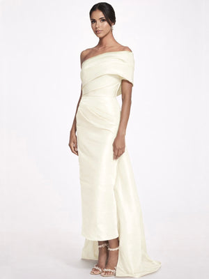Sheath/Column Evening Dress Taffeta One-Shoulder Sleeveless Ankle-Length Mother Of The Bride Dress With Back Bow