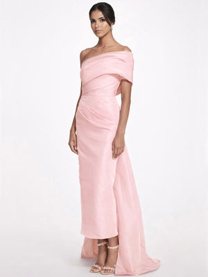 Sheath/Column Evening Dress Taffeta One-Shoulder Sleeveless Ankle-Length Mother Of The Bride Dress With Back Bow