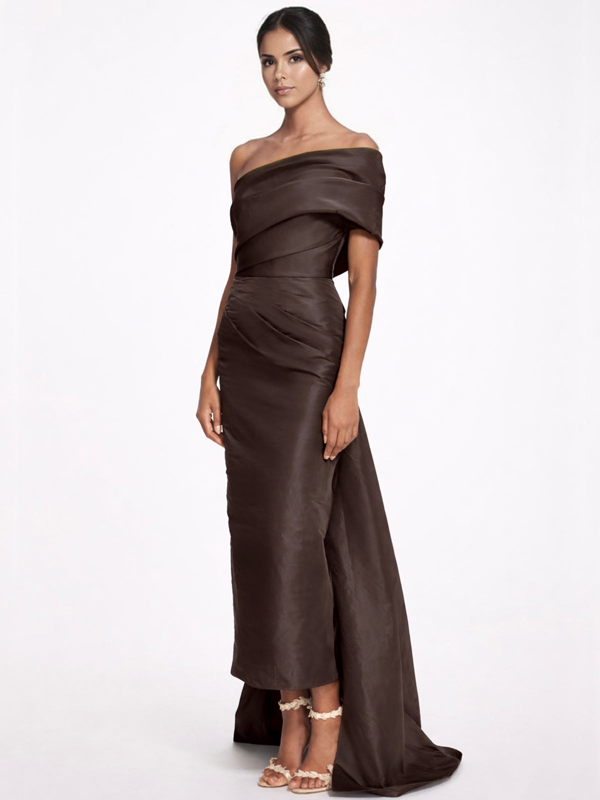 Nafori Charcoal Gray Sheath/Column Evening Dress Taffeta One-Shoulder Sleeveless Ankle-Length Mother Of The Bride Dress With Back Bow 2026