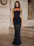 Sheath Long Evening Dresses Corset Strapless Floor-length Satin Convertible Prom Dresses With Scarf