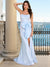 Sheath/Column Long Prom Dresses Sequin Party Dresses Strapless Sleeveless Floor-length With Side Split/Big Bow