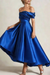 A Line Cocktail Dress Satin Party Dress Ruched Off the Shoulder Ruched Formal Elegant Dress Ankle Length With Pocket