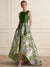 A-Line Cocktail Dress Elegant Jacquard Floral Dress Floor Length Sleeveless V Neck with Pocket Wedding Guest Dress