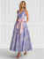 A-Line/Princess Cocktail Dresses Floral Formal V Neck Sleeveless Tea Length with Bowknot Pocket