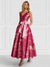 A-Line/Princess Cocktail Dresses Floral Formal V Neck Sleeveless Tea Length with Bowknot Pocket